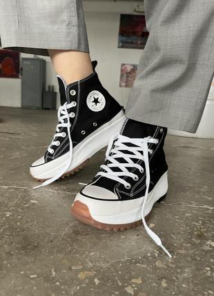 Converse birds star hike white жіночі масивні чорні кеди на високій платформі конверс новинка тренд круті чорні жіночі кеді на масивній підошві