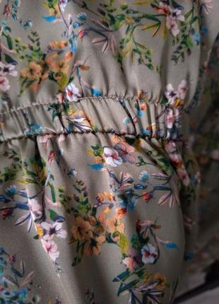Платье атласное с заниженной талией цветочный принт3 фото