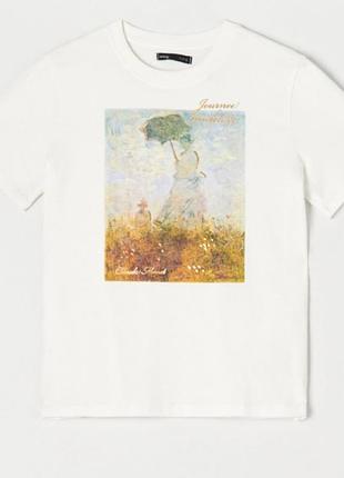 Футболка с накатом картины клода моне "прогулка. дама с зонтиком"4 фото
