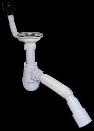 Сифон waterstal а - 4007 для сталевої кухонної мийки 1/2 40 з переливом, гнучка труба