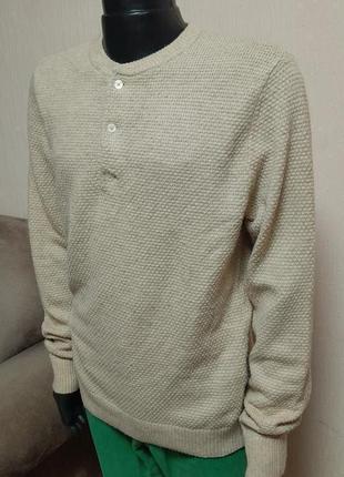Стильний светр — поло бежевого кольору з вовняної суміші з бавовною abercrombie&amp;fitch3 фото
