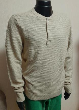 Стильный свитер - поло бежевого цвета из шерстяной смеси с хлопком abercrombie & fitch5 фото