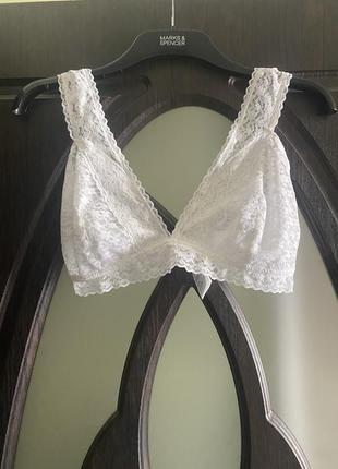 Шикарний, базовий, ажурний, бюстгальтер, в білому кольорі, без кісточок, від бренду: h&m 🫶