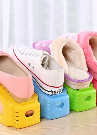 4 в 1 подвійні підставки для взуття double shoe racks ly-500, органайзери для взуття - комплект 4 шт shop shop