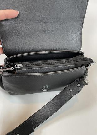 Шкіряна якісна сумочка темно сірого кольору графіт4 фото