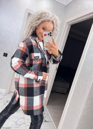 Теплая женская рубашка оверсайз в батальных размерах size +