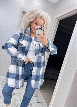 Теплая женская рубашка оверсайз в батальных размерах size +