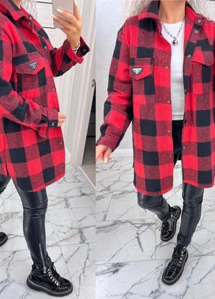 Теплая женская рубашка оверсайз в батальных размерах size +