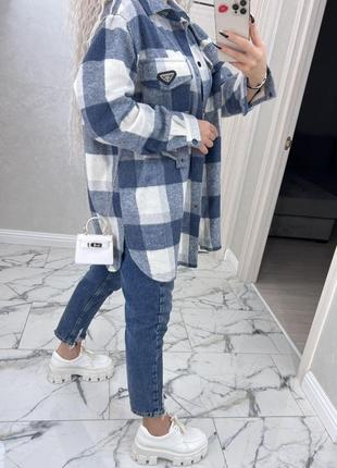 Теплая женская рубашка оверсайз в батальных размерах size +