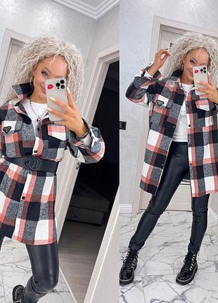 Теплая женская рубашка оверсайз в батальных размерах size +