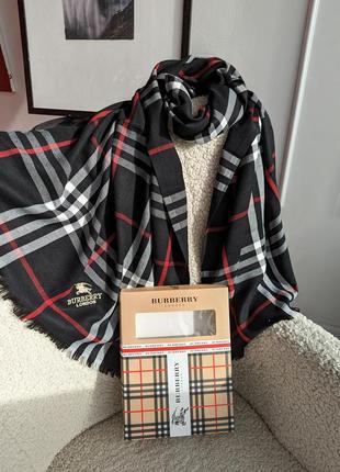 Палантин шарф, хустка burberry женский шарф барбери черный