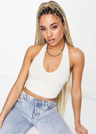 Коттоновый, хлопковый, хлопковый кроп-топ asos халтер белый
