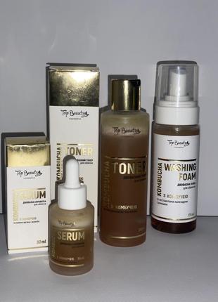 Набір для обличчя від top beauty з комбучею🧡