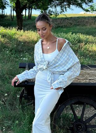 Хлопковая рубашка в клетку оверсайз