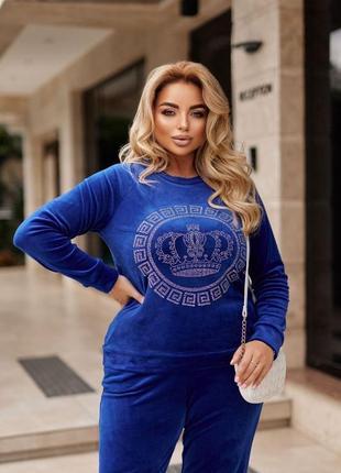 Костюм велюр синій, чорний, електрик, олива, шоколад