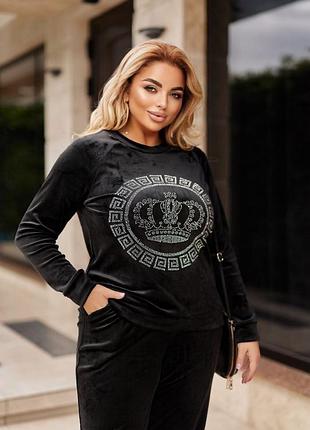 Костюм велюр синій, чорний, електрик, олива, шоколад