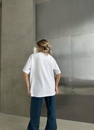 Рисунок накат футболка коттон длинная объемная микки оверсайз широкая удлиненная плотная прямая натуральная кулир майка8 фото