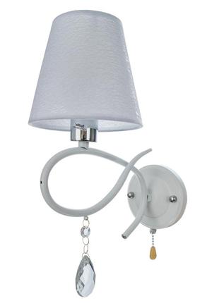 Бра настінне накладне прованс з абажуром bkl-673w/1 e27 wh brille 29-076