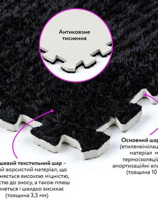 Підлога-пазл плюшевий чорний 30*30*1cm (d) sw-000020783 фото