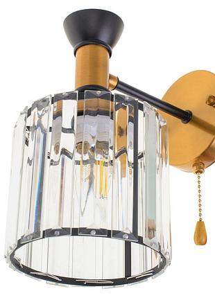 Бра з 1 плафоном і вимикачем на ланцюжку lk-715w/1 e27 bk+gdb brille 29-268