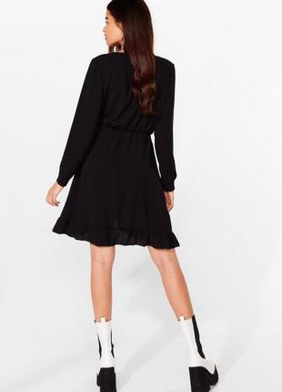 Чорна міні-сукня з рукавом та поясом nastygal2 фото