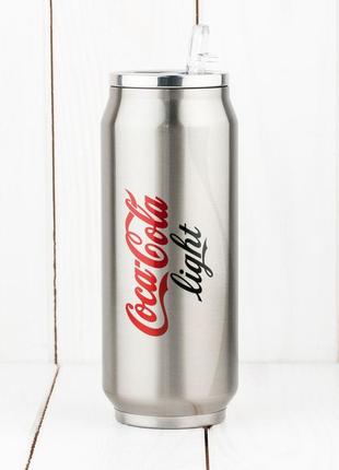 Термокрубка металлическая "coca cola" серебристая (500 мл) банка coca cola light