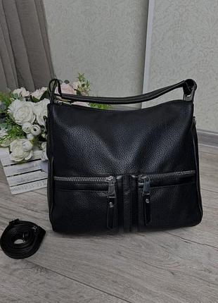 Сумка велика вмістка сумочка жіноча чорна шопер