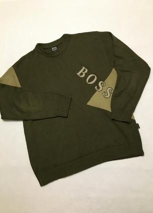 Вінтажний акриловий светр hugo boss у хакі кольору толстовка кофта світшот