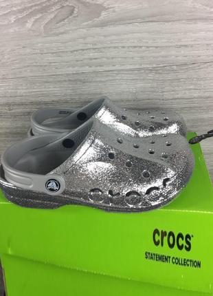 Крокс бая клог серебристые crocs baya glitter clog Kids