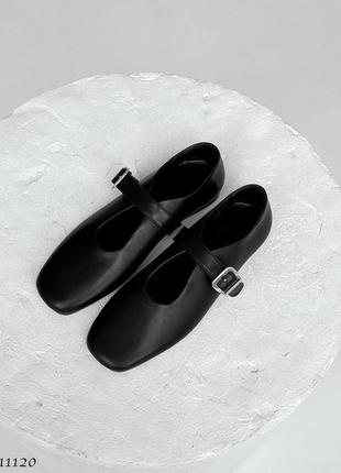 Балетки, чорні, натуральна шкіра