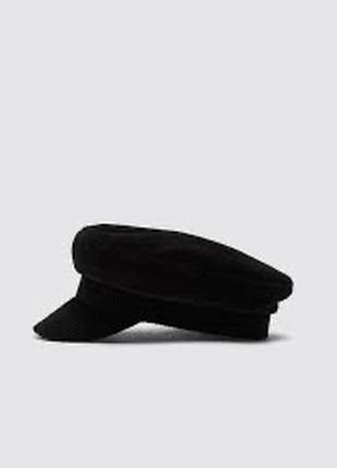 Zara черная вельетовая кепка с козырьком
