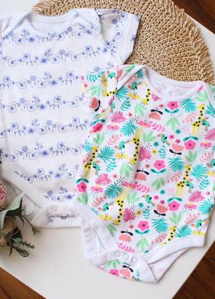 Комплект фирменных боди с коротким рукавом на девочку 6-9 мес