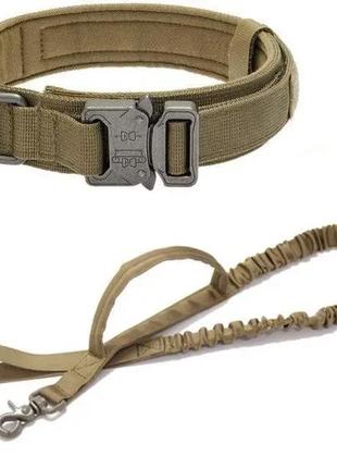 Нашийник з повідцем harness для собак, тактична амуніція для тварин, коричневый m (38-47см)