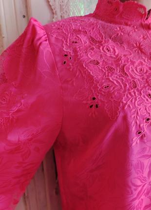 Винтажная малиновая блуза.2 фото