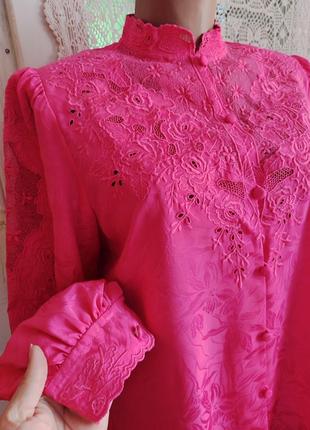 Винтажная малиновая блуза.4 фото