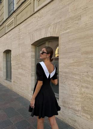 Сукня з білим комірцем, плаття чорне, вільного крою, з накладним коміром, чорно-біла...