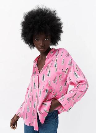 Шовкова рубашка сорочка яскрава zara жіноча