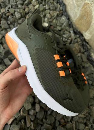 Удобные кроссовки puma electron olive сетка оригинал8 фото