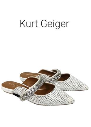 Женские мюли kurt geiger princely crystal embellished mule in white оригинал