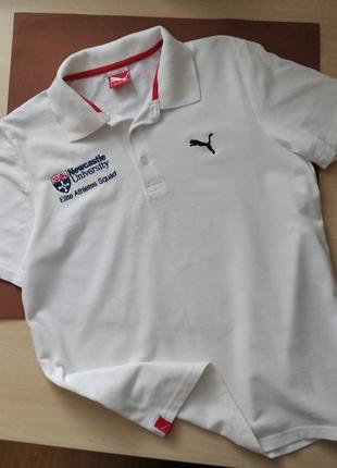 Белая футболка тенниска поло с воротничком спортивная 86 s puma