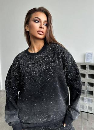 Свитшот в стиле balenciaga со стразами графит