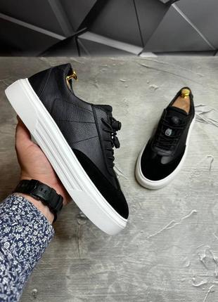 Стильные удобные мужские кеды натуральная кожа и замша, кроссовки мужские с эластичным...