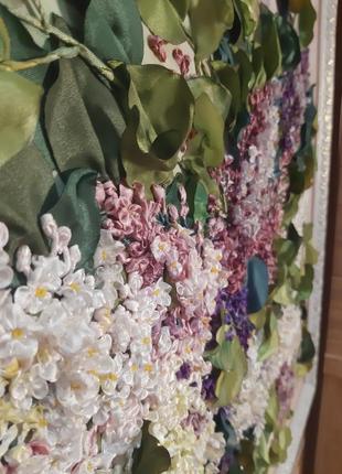 Большая картина лентами 700х700 сирень