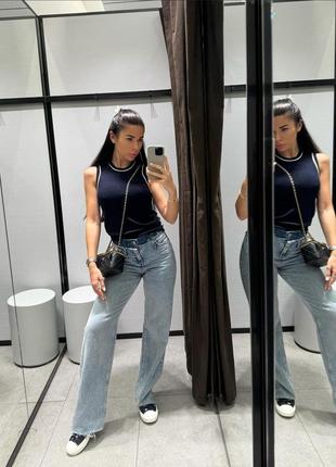 Джинси з подвійним поясом палаццо zara