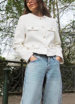 Твидовый жакет блейзер zara, s