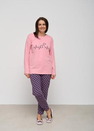 Батальный комплект с брюками в горошек