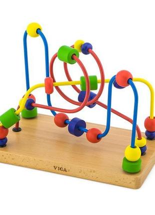 Дерев'яний лабіринт viga toys кольорові намистини (56256)