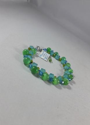 Браслет "кошачьи точки" стеклянные бусины