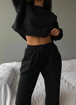 Спортивный костюм с укороченным свитшотом 1128