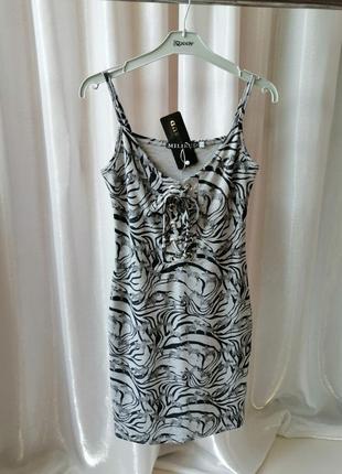 Пляжний сарафан трикотажний із люверсами накидка на купальник принт зебра